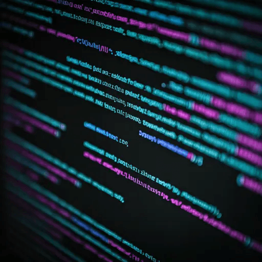 Software source code with blue and purple syntax highlighting